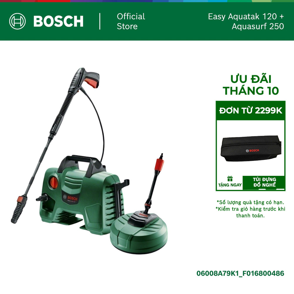 Máy phun xịt rửa Bosch Easy Aquatak 120 kèm 1 Phụ kiện chà rửa sân