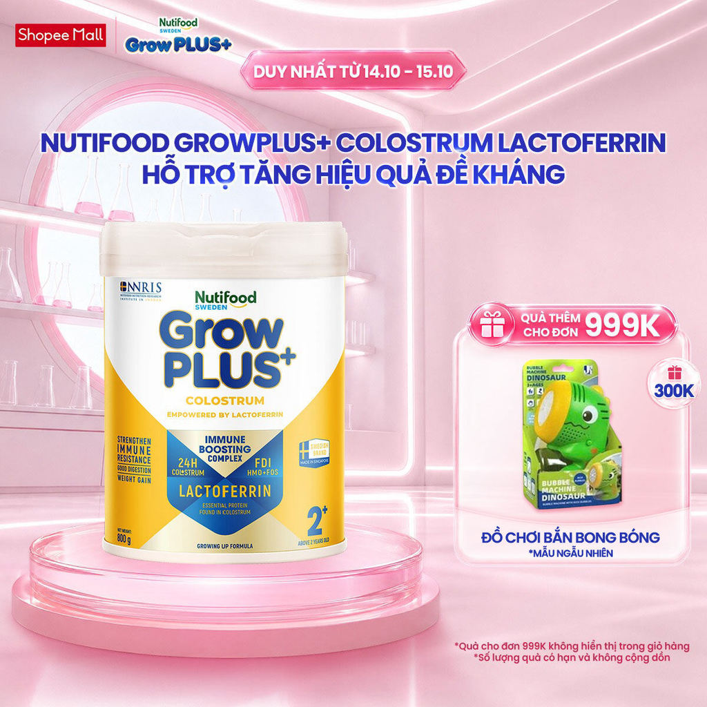 Sữa bột Nutifood Sweden GrowPLUS+ Colostrum Lactoferrin 2+ 800g