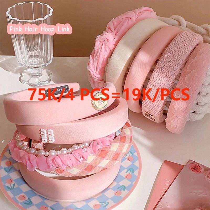 Băng đô mùa thu màu hồng Băng đô rộng vành chống trượt Phụ kiện thời trang nữ