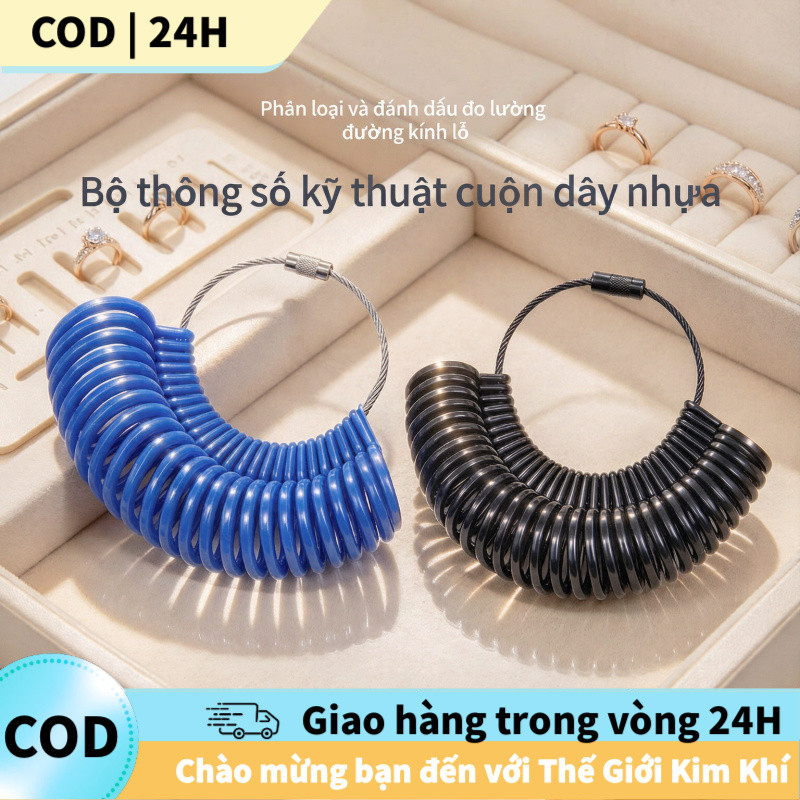 [COD] Dụng cụ đo ni nhẫn đen/xanh dương nhựa cứng cáp thép cho thợ bạc ...