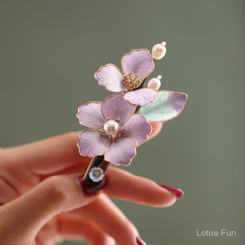 Mới - Kẹp tóc Handmade Filigree Lụa Nhung Phong Cách Trung Quốc, Phụ Kiện Cho Daily Hairstyles và Hanfu