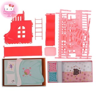 Moonlights Nhà Búp Bê Công Chúa Bunk Giường Có Trượt Nhà Búp Bê Mô Phỏng Đồ Nội Thất Phụ Kiện Búp Bê Nhà Trang Trí Phòng Ngủ EN