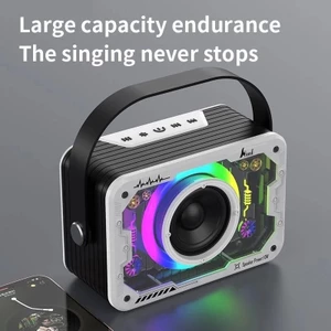 Loa ánh sáng Mecha RGB trong suốt V9, Loa di động đa năng có đèn Disco, hỗ trợ AUX / USB / TF cho bữa tiệc gia đình ADF