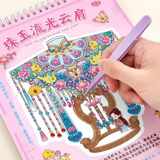 ENWEI 16 Chiếc [Relic Restoration Series] Bộ sưu tập Nhãn dán phong cảnh 3D chống thấm nước Sách Vương miện Phượng hoàng Trang sức Phong cách cổ xưa để ghi nhật ký Trang trí sổ lưu niệm