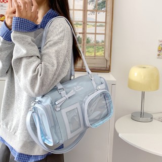 Túi đeo vai itabag in chữ thiết kế nơ trong suốt bằng nhựa PVC dành cho nữ