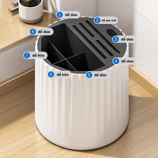Hộp đựng dao đũa muỗng, đựng đồ bếp đa năng - hình trụ, xoay 360 độ