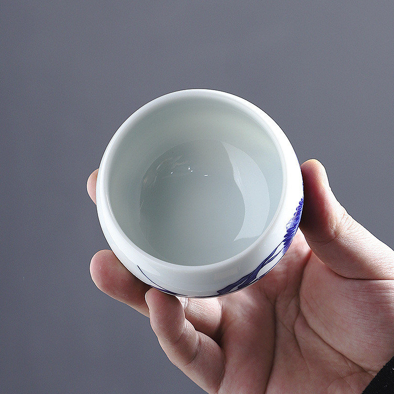 Nguyên Chất Vẽ Tay Màu Xanh Trắng Master Cup Cá Nhân Chuyên Dụng Uống Trà Cốc Đơn Cốc Trà Cá Nhân Cốc Trà Hộp Quà Tặng QLIG