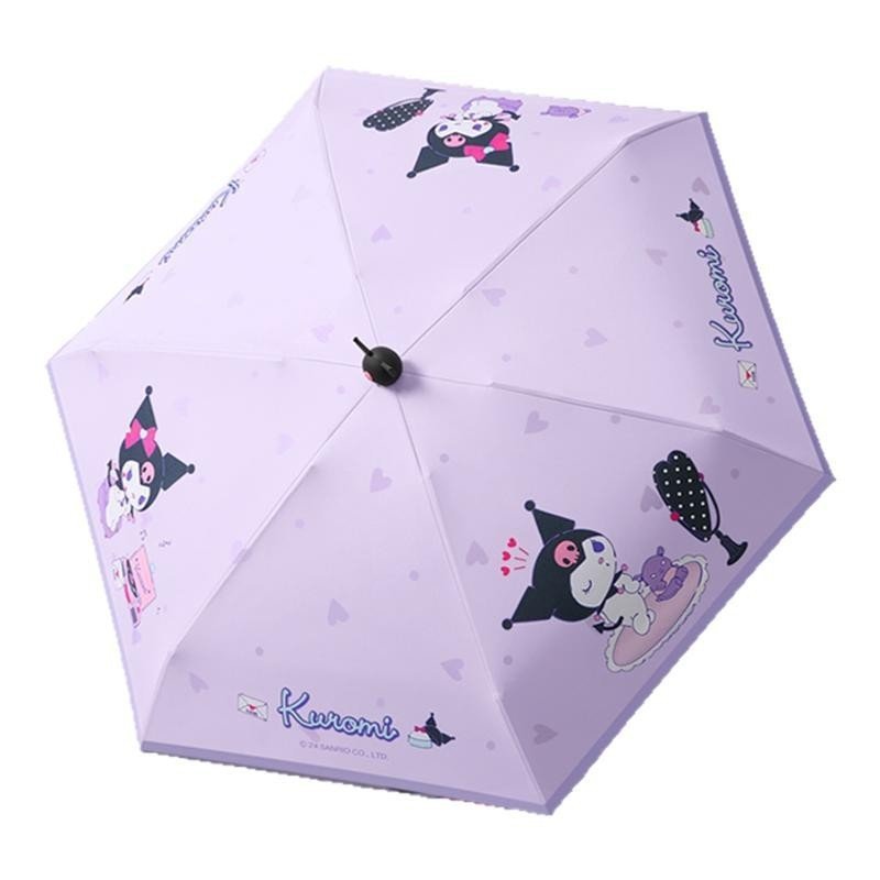 [Aria] Ô dù tự động dành cho trẻ em Sanrio Kuromi Tấm che nắng có thể gập lại