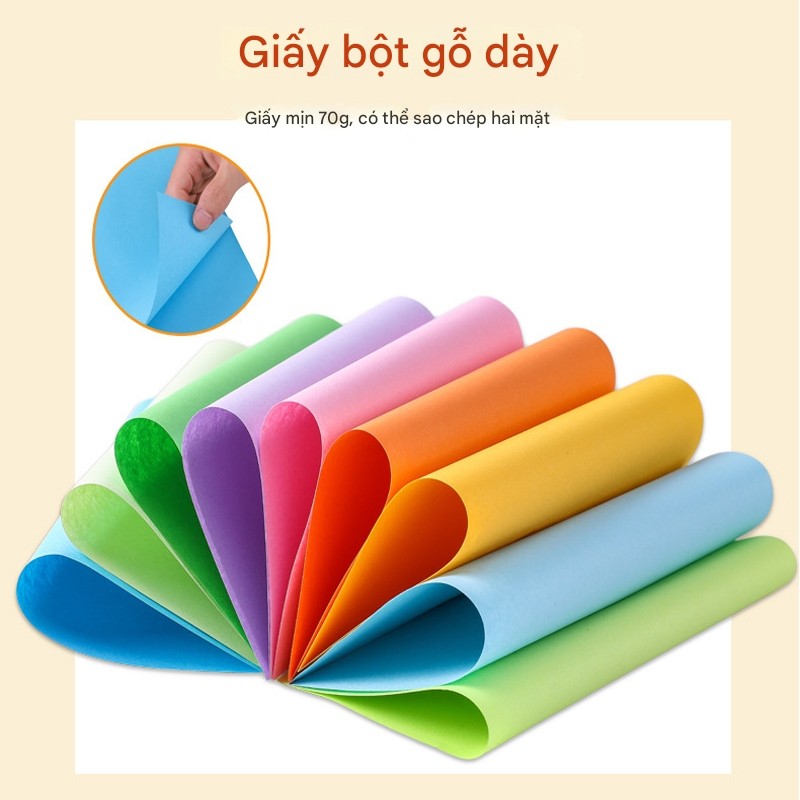 M6B8 Giấy màu 160 gsm gấp hoa, origami, in ấn ( 10 màu tổng 100 tờ) nhiều kích thước MALAN