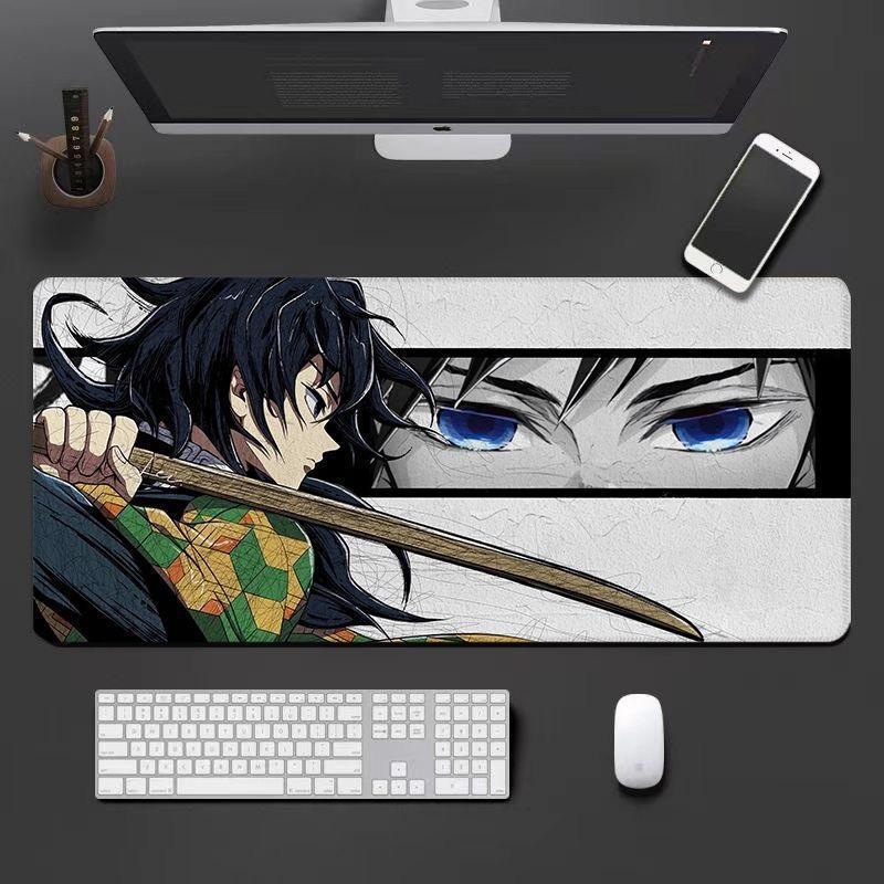 Tấm lót chuột lớn Demon Slayer Corps - Thảm trải bàn chơi game nhân vật Anime, Đế cao su chống trượt 3mm