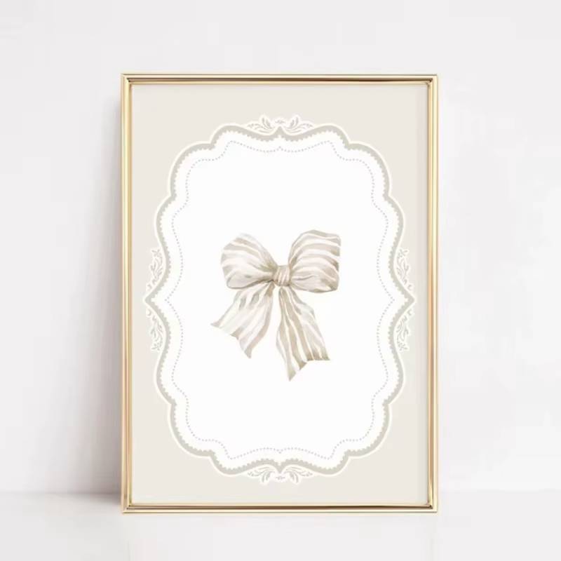Áp phích nghệ thuật treo tường nơ dễ thương phong cách tối giản hiện đại, áp phích nữ thẩm mỹ xu hướng thời trang, thích hợp cho phòng ngủ, phòng ngủ, phòng khách trang trí nhà cửa