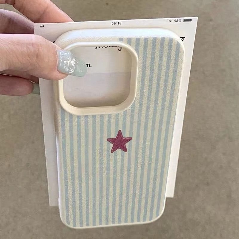 Ốp Lưng Tương Thích Cho iPhone 11 16 14 15 12 13 Pro Max 17AIR 16e 8 7 Plus XR X XS Max SE2020 2022 Họa Tiết Ngôi Sao Sọc Xanh Lchee Silicon Mềm Chống Sốc