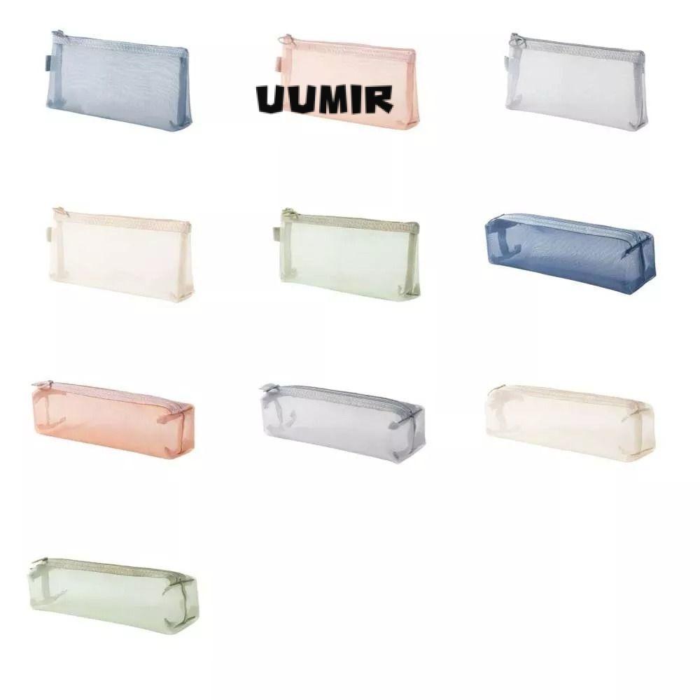 Túi đựng mỹ phẩm lưới UUMIR, Ví đựng tiền xu trong suốt di động, Túi đựng cọ mỹ phẩm lưới dung tích lớn đa chức năng
