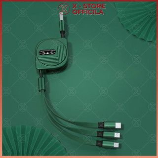 Cáp sạc nhanh 3 trong 1 thu gọn 100W, dây sạc Type C/LN/Micro, dây rút tự động, chống rối - DSN3DRG