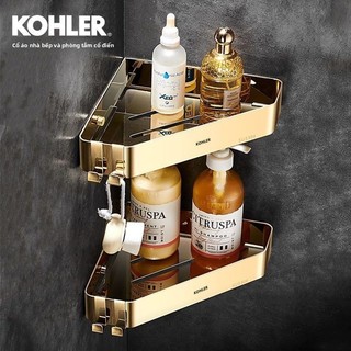 【 KOHLER 】Kệ góc tắm hình tam giác bằng thép không gỉ 304 mới nâng cấp, gắn tường, không cần khoan, giỏ góc hai lớp, giá