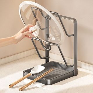 [Giao hàng từ Việt Nam] NOOKSTORY Giá đỡ nắp nồi chống trượt 2 lớp, thoát nước, để lưu trữ bộ đếm hiệu quả