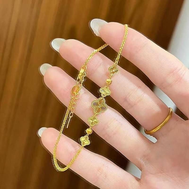 Vòng tay cỏ ba lá phong cách Hàn Quốc thời trang cho bé gái và học sinh bằng hợp kim - quà tặng sinh nhật