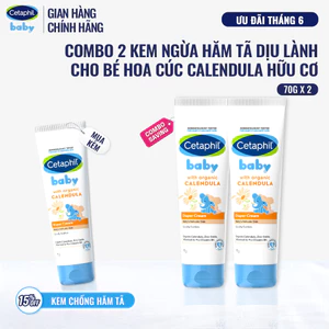 Combo 2 Kem chống hăm tả dịu lành CETAPHIL BABY DIAPER CREAM CALENDULA 70G