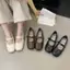 TT Mũi Vuông Dây Đeo Bằng Mary Jane Giày Nữ Đế Bằng Tất Cả Trận Đấu Giày Da Nhỏ Da Thật Chính Hãng Giày Thời Trang