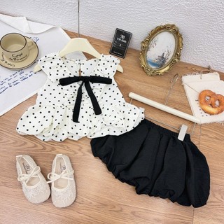 10-27kg Set áo nơ đen mix chân váy bí TM