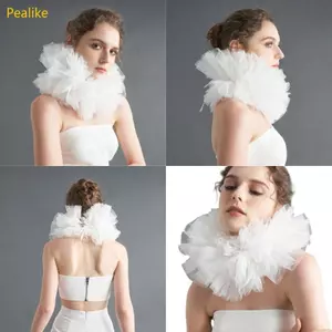 Pealike Nhẹ Nhiều Lớp Lưới Giả Cổ Thời Phục Hưng Lớp Xù Cổ Xù Khăn Chú Hề Choker Cho Halloween