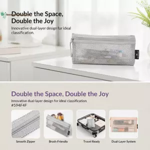 BeautifulHomeA Lưới Thoáng Khí Dây Kéo Túi Bảo Quản Có Thể Nhìn Xuyên Qua Túi Đựng Mỹ Phẩm Di Động Cho Nữ Bé Gái Lưu Trữ Trang Điểm Hàng Ngày VN
