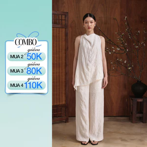 Set lẻ Áo kiểu thiết kế form suông vạt chéo EAG01075 - Quần tây ống suông có lớp lót ngắn EQG01074