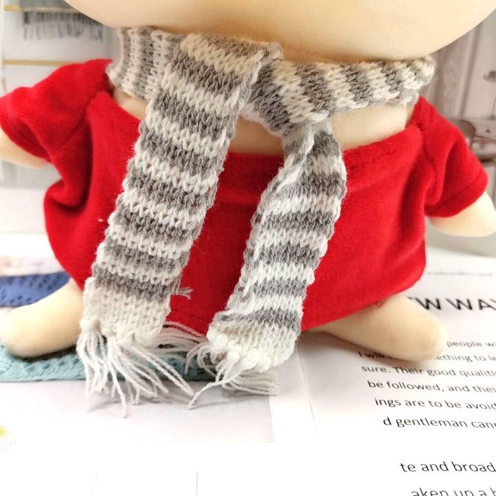 FLAZEA Khăn quàng cổ mùa đông dễ thương, Khăn dệt kim búp bê Handmake, Phụ kiện búp bê thu nhỏ DIY Khăn sọc thời trang nhiều màu cho búp bê Cotton 15 ~ 20cm Đồ chơi quà tặng trẻ em