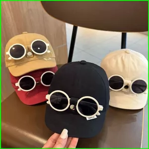 HT3 1-10 Tuổi Kính Có Thể Tháo Rời Gấp Mũ Bé Trai Và Bé Gái Mũ Bóng Chày Hàn Quốc Đạt Đỉnh Mũ TH3
