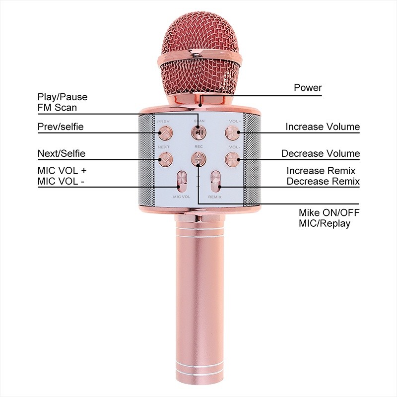 Micro karaoke bluetooth không dây, Mic hát karaoke không dây，Loa karaoke mini di động  áp dụng cho nhiều thiết bị