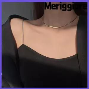 Vòng cổ dây chuyền rắn MERIGGIARE, Vòng cổ thép không gỉ vàng / bạc, Dây chuyền cổ 2mm / 3mm tối giản dành cho người đàn ông