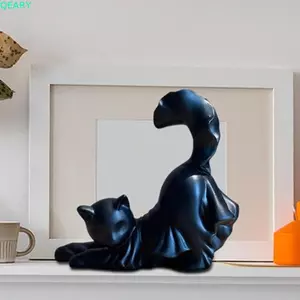 QEARY Halloween Mèo Đen Tượng, Handmade Dễ Thương Co Giãn Hình Mèo, Động Vật Ma Quái Phát Sáng Trong Bóng Tối Trắng Độc Đáo Halloween Áo Khoác Ma Trang Trí Tiệc