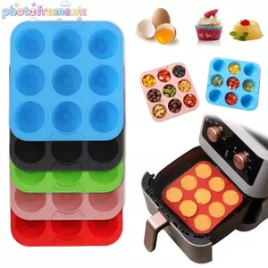 Khung Ảnh 1 Chiếc Muffin Cupcake Khuôn Silicon Vuông 9 Lỗ Cupcake Khuôn Chống Sti Xà Phòng Chocolate Muffin Nướng Chảo Khuôn Bánh Silicon Dụng Cụ Nướng Bánh VN