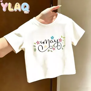 Áo thun bé gái có thể in hoa tay ngắn cổ tròn mùa hè cho bé mặc thường ngày