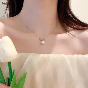 Bigapple Mặt dây chuyền ngọc trai thanh lịch Xương đòn Dây buộc cho nữ Món quà trang sức thời trang độc đáo RDG