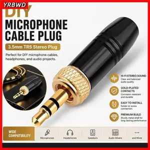 YRBWD 1 Cái Phích cắm âm thanh nam 3,5 mm, Vỏ kim loại tiếp xúc mạ vàng M6 Đầu nối ren bên trong, Kết nối hàn kích thước 3,5 mm M6 * 0,5 Đầu cắm tai nghe âm thanh nổi