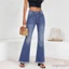 MAPLEPOET-Quần jean loe lưng cao dành cho nữ Quần Denim ống rộng viền có túi