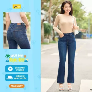 Quần jeans nữ coolmax YODY ống vẩy nhẹ cơ bản co giãn nhẹ QJN7046