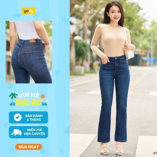 [SALE OFF] Quần jeans nữ coolmax YODY ống vẩy nhẹ cơ bản co giãn nhẹ QJN7046
