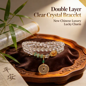 Vòng tay pha lê trong suốt hai lớp dành cho nữ - Aventurine - Khóa an toàn Chalcedony - Co giãn - Vòng tay quyến rũ may mắn sang trọng mới