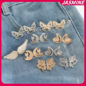 JASMINE Thời Trang Cánh Bướm Quần Nút Thắt Lưng Kẹp Có Thể Điều Chỉnh Khóa Quần Jean Bule Pin Phụ Kiện Quần Áo JASMINE