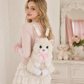 Ba lô mèo rối mô phỏng YUUKII, Ba lô mèo sang trọng mềm mại hoạt hình dễ thương, Túi đeo vai mèo thực tế Daypack