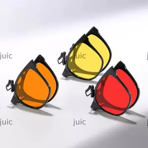Kính chống ánh sáng xanh JUIC, Kẹp kính râm có thể gập lại hình vuông cổ điển, Kính râm di động chống chói siêu nhẹ lật lên trò chơi cạnh tranh để chơi game lái xe ban đêm