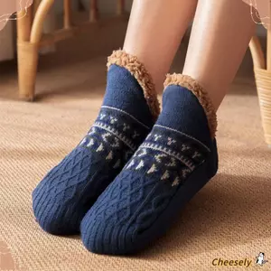 Tất ấm áp 1 đôi, Tất sàn mềm mại sang trọng, Dép dày chống trượt thời trang Tất nam nữ