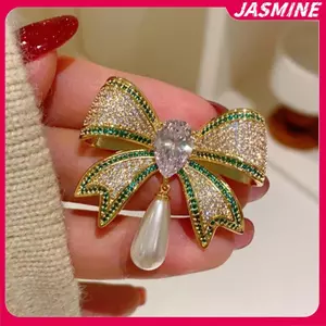 JASMINE Tính Khí Kim Cương Giả Nơ Thổ Cẩm Dành Cho Nữ Cô Gái Thời Trang Tinh Tế Corsage Thanh Lịch Phù Hợp Với Chân Quần Áo Phụ Kiện Quà Tặng JASMINE