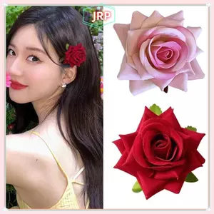 JRP Ngọt Vải Hoa Hồng Kẹp Tóc Thổ Cẩm Người Phụ Nữ Cô Dâu Cưới Phụ Kiện Kẹp Tóc Chân Barrettes Mũ JRP