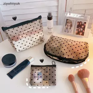 Ziyulinyuk Tình Yêu In Lưới Túi Đựng Mỹ Phẩm Di Động Vệ Sinh Tổ Chức Túi Trang Điểm Đa Năng Trong Suốt Nữ Lipsti Túi Bảo Quản VN