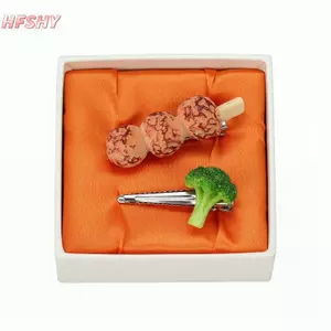 HFSHY Mới Lạ Thực Phẩm Giả Kẹp Tóc Thịt Heo Sườn Chien Cánh Đậu Thiết Kế Sáng Tạo Phụ Kiện Tóc Cho Nữ Mặc Hàng Ngày VN