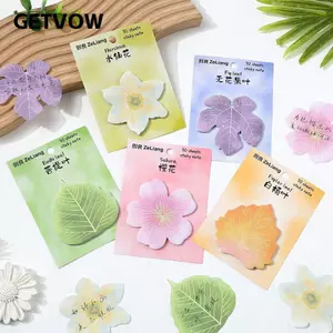 Ghi chú ghi nhớ GETVOW, Ghi chú dán văn phòng phẩm có thể tháo rời, Lá và hoa Chủ đề Giấy dán nhắc nhở hàng ngày