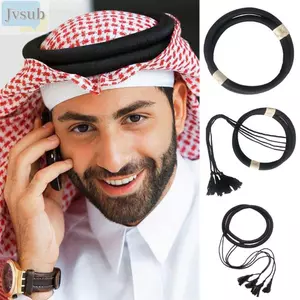 JVSUB 1 Cái Dây Mũ, Quần Áo Dây Hồi Giáo, Man Saudi Dubai Đen Sa Mạc Phụ Kiện Egal Shemagh Khăn Cho Người Lớn Trẻ Em